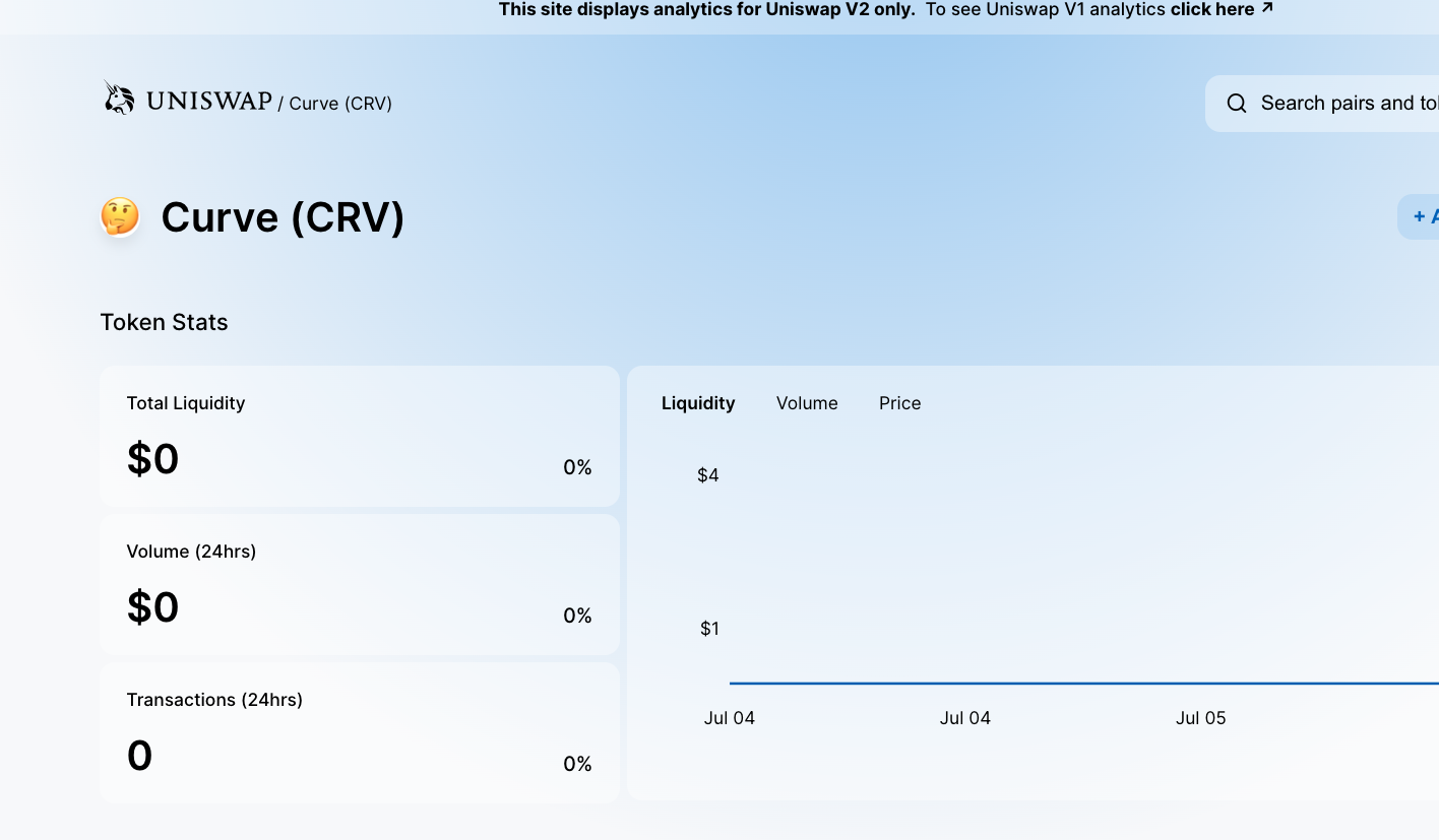 Faux token Curve avant listing officiel