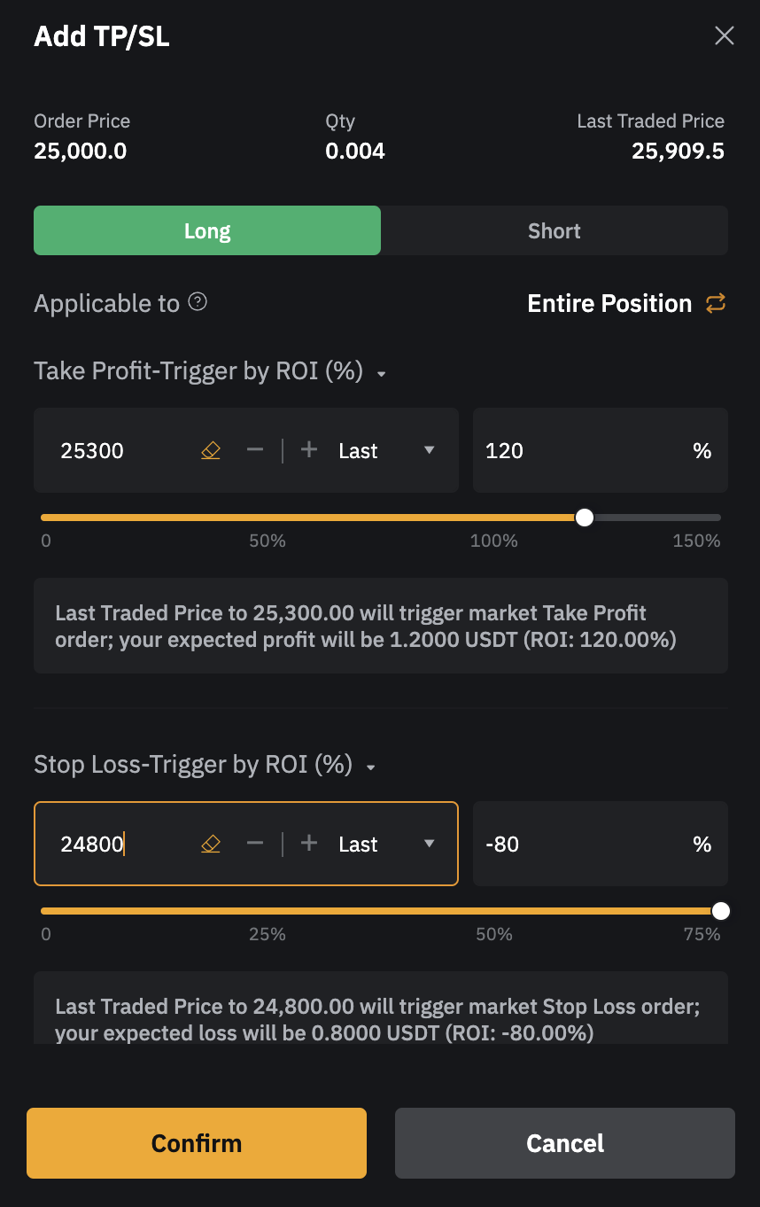 Take profit stop loss bybit contrats perpetuals