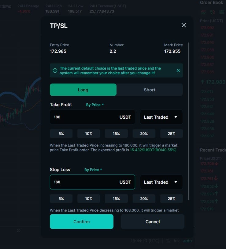 définir take profit et stop loss sur zoomex