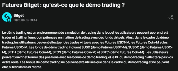 trader gratuitement sur bitget